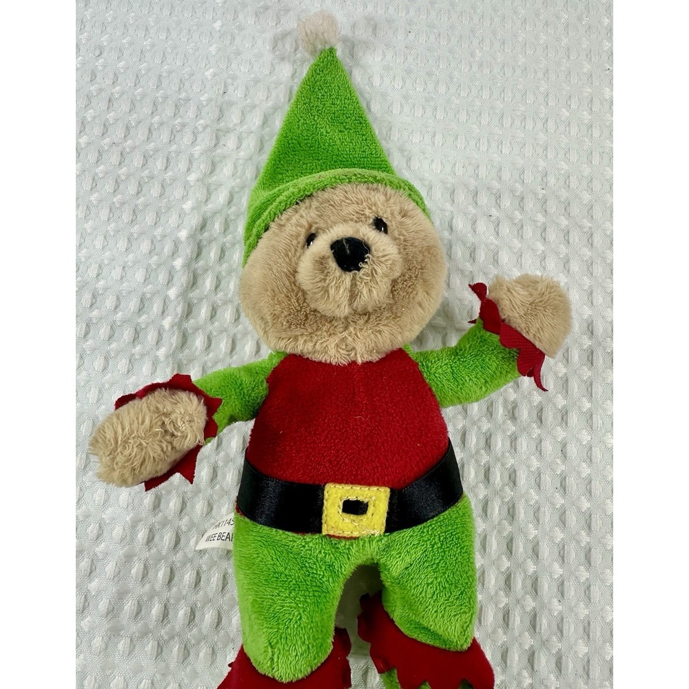 Ganz Wee Bears Elf Plush HX11458 Christmas Teddy Green Red Holiday Toy 10" - Picture 3 of 12